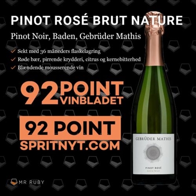 2019 Pinot Rosé Brut Nature, Gebrüder Mathis, Baden, Tyskland